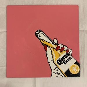 Cheers to Corona 8"x8" Handpainted Acrylic Canvas